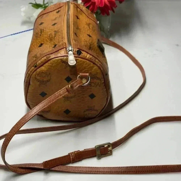 MCM Vicetos Logogram Shoulder Crossbody Barrel Mini Bag Brown/Black - Picture 3 of 10